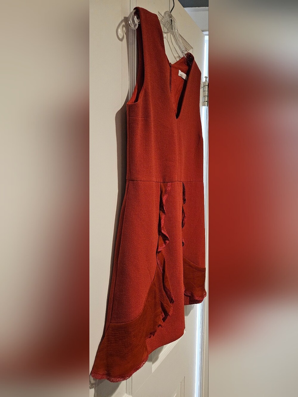 See By Chloé Rust Red Sleeveless Ruffle Dress - Picture 2 of 8